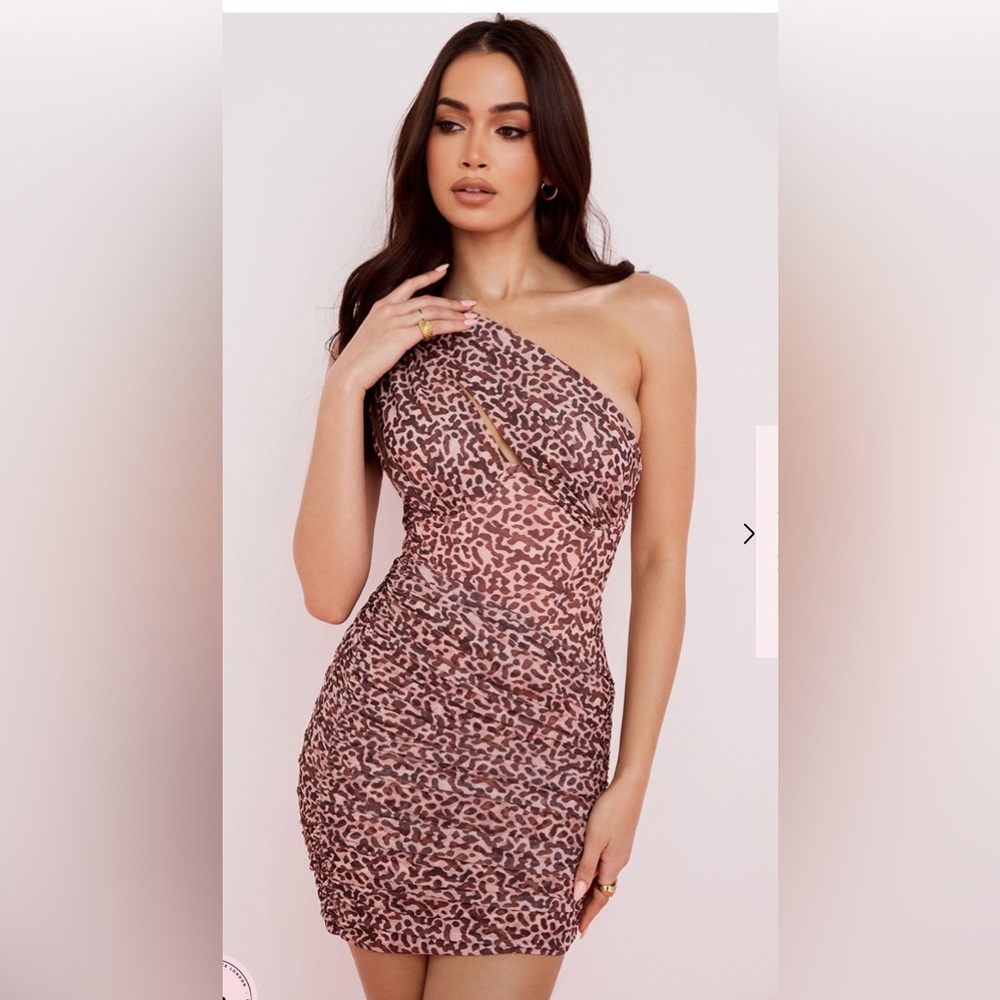 House of CB CLEMENTINE ANIMAL PRINT CUT OUT MINI DRESS